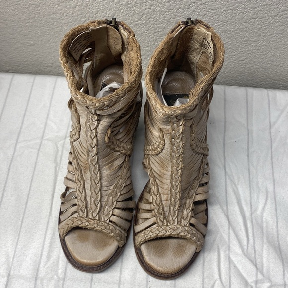 Freebird Bela Heeled Womens Size 8‎ Beige Rustic Ankle Zipper Braided - Picture 3 of 11